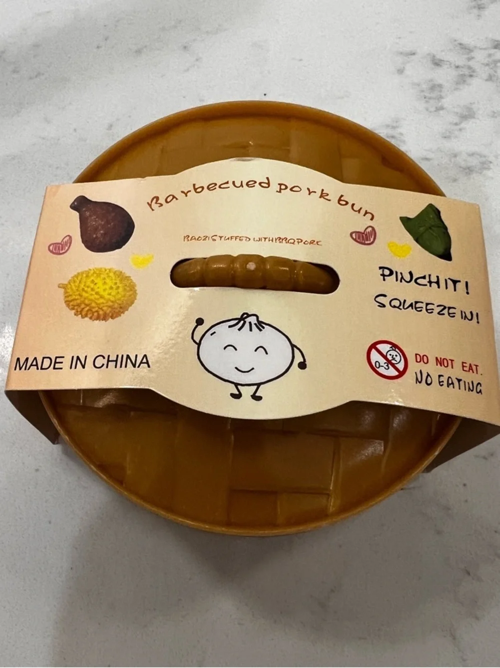 Kawaii Green Bun Squishy in Brown Steamer Case